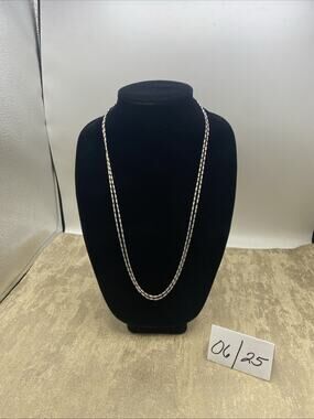 VTG-Crown Trifari-54”Long Silver-Tone Tube Bead Chain Necklace-Double